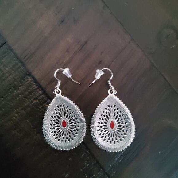 Boho Multicolor Dangle Teardrop Earrings - Picture 5 of 10